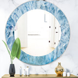Designart 'Geode Interior With Light Blue Crystals' Mid-Century Mirror - Oval or Round Wall Mirror