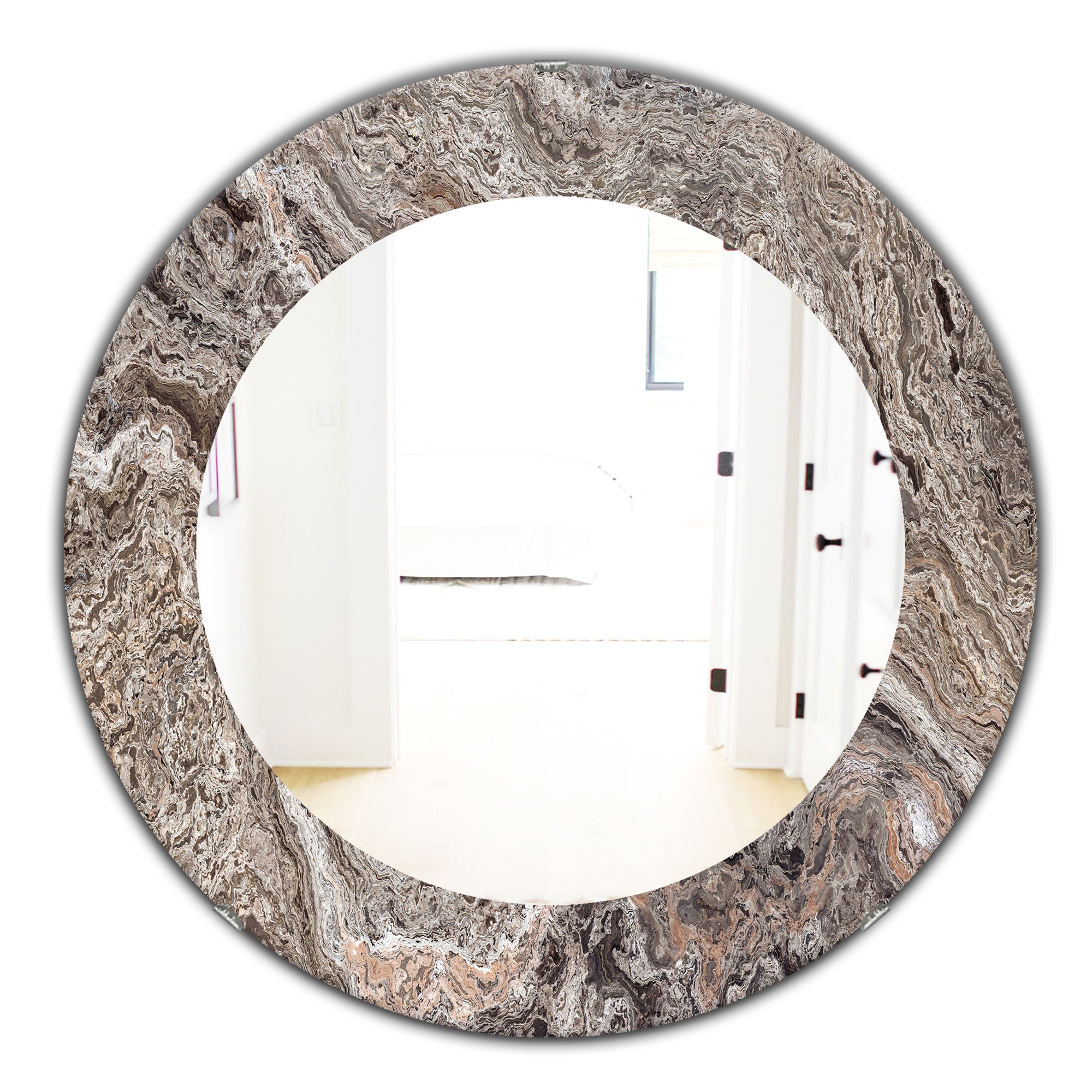 Designart 'Onyx Travertine Tile' Mid-Century Mirror - Oval or Round Wall Mirror