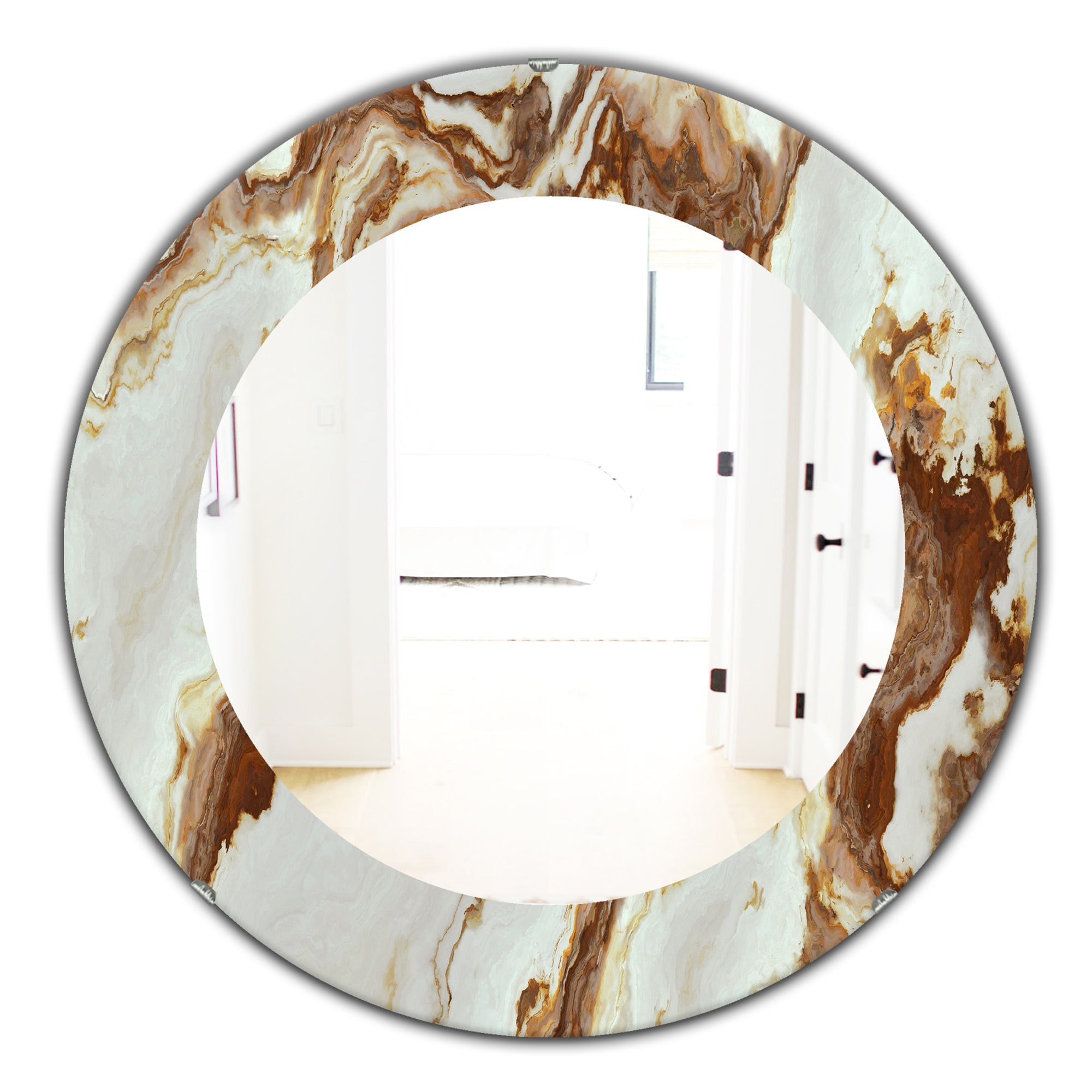 Designart 'Natural Onyx Texture' Mid-Century Mirror - Oval or Round Wall Mirror
