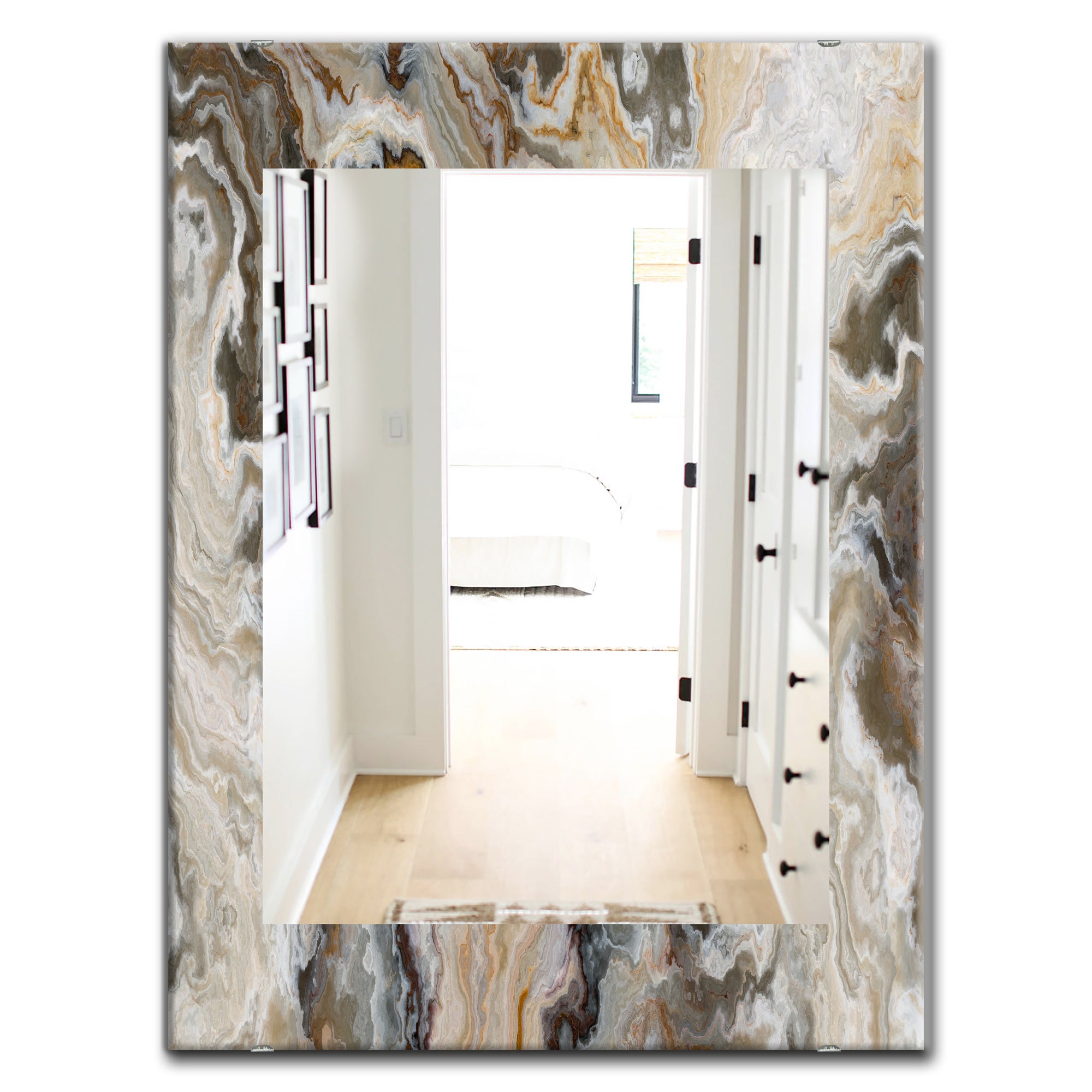 Designart 'Onyx Detail Composition' Mid-Century Mirror - Oval or Round Wall Mirror