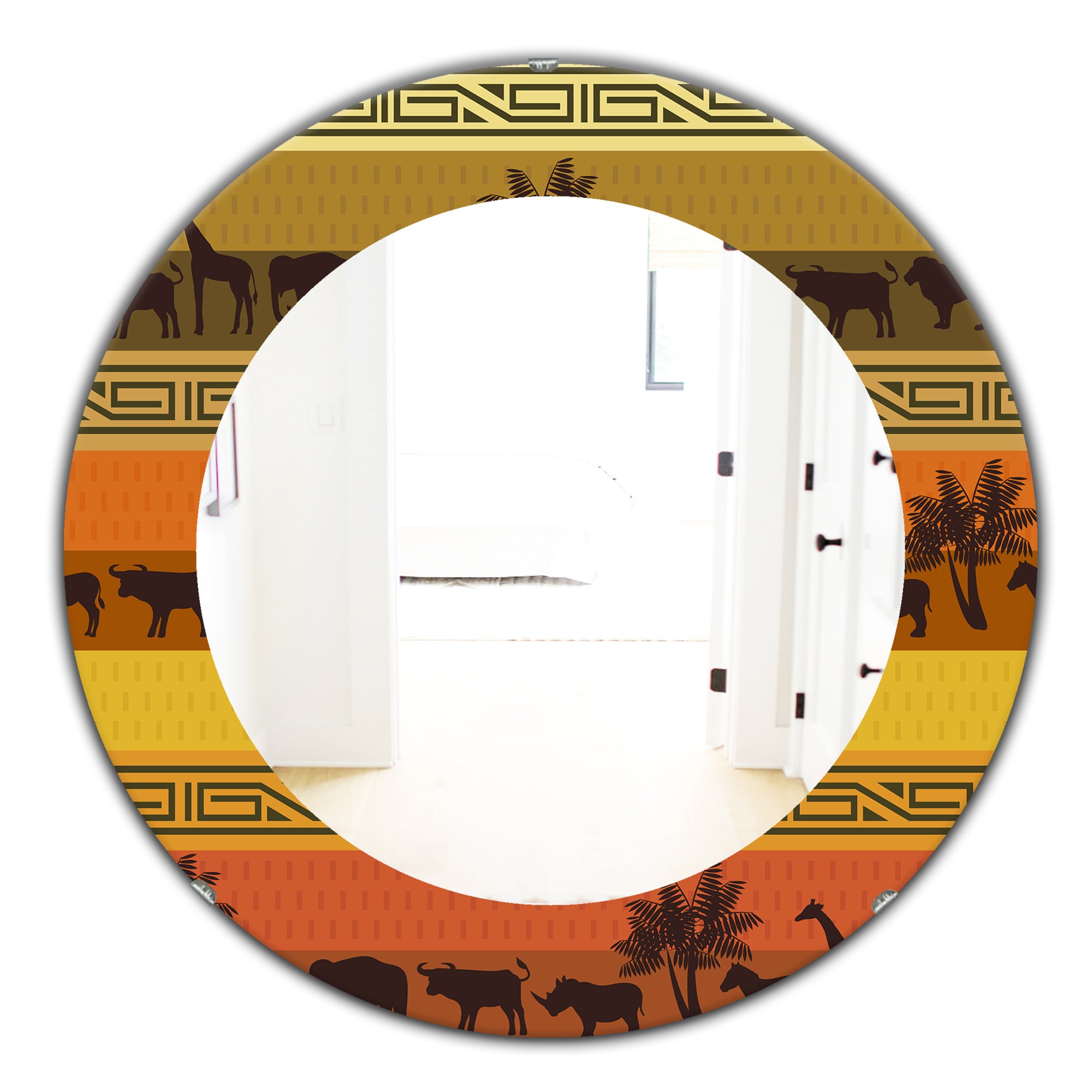Designart 'African Wildlife' Bohemian and Eclectic Mirror - Oval or Round Wall Mirror