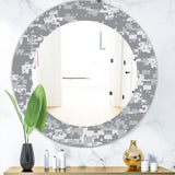Designart 'Grey Pixelation' Mid-Century Mirror - Oval or Round Wall Mirror