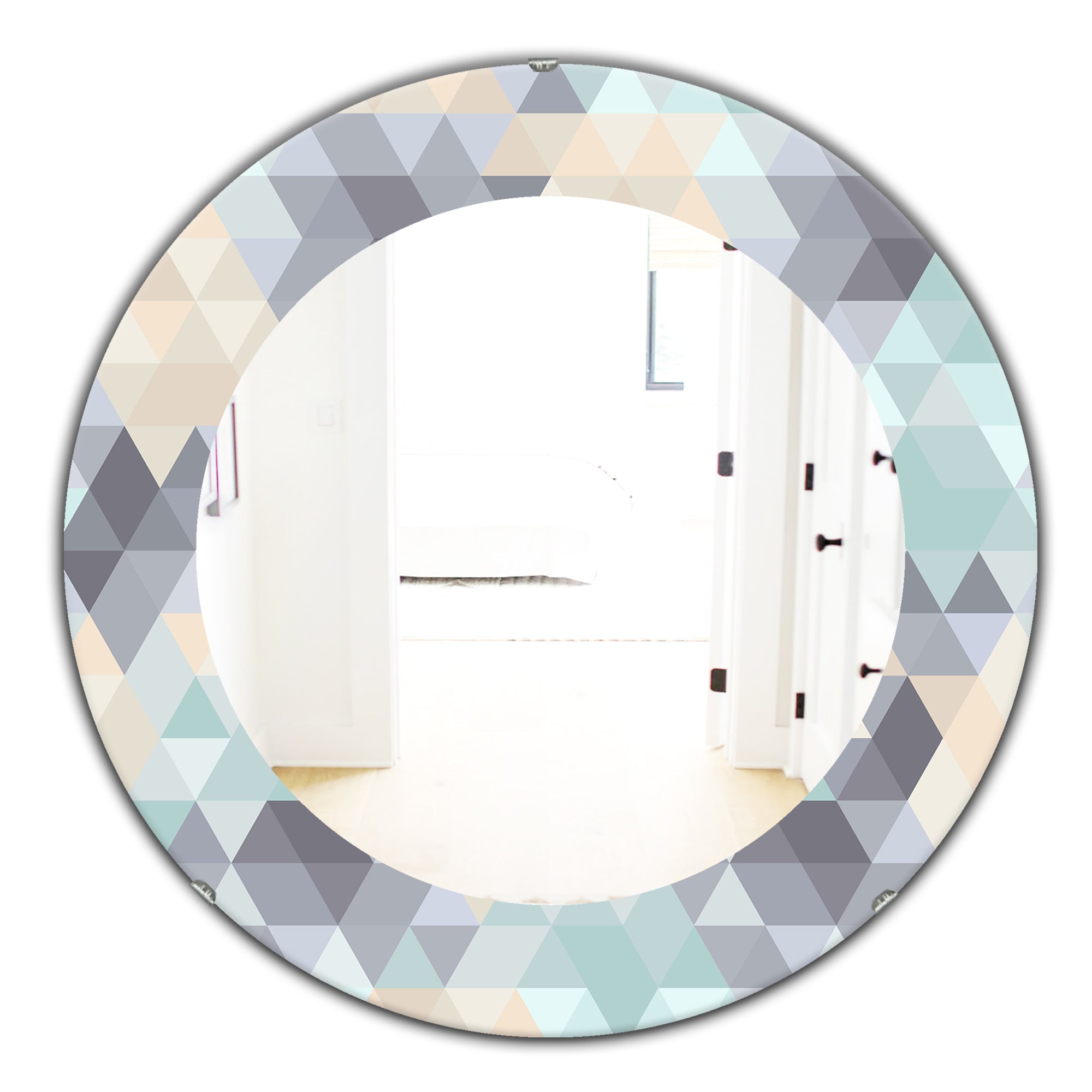 Designart 'Triangular Colourfields 28' Modern Mirror - Oval or Round Wall Mirror