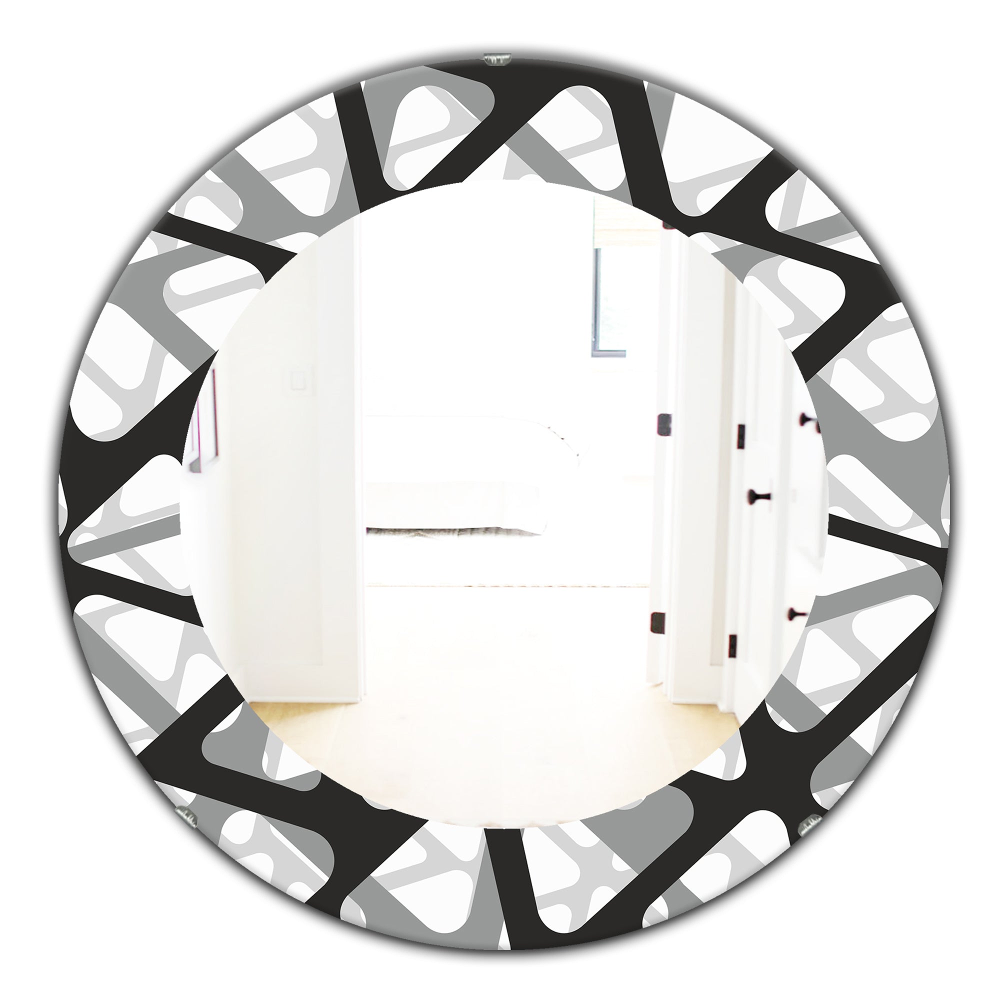 Designart 'Black & White 4' Mid-Century Modern Mirror - Oval or Round Wall Mirror