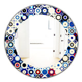 Designart 'Retro Stars and Dots In Disco Style' Bohemian and Eclectic Mirror - Oval or Round Wall Mirror