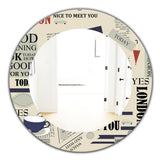 Designart 'Retro London Good Morning' Mid-Century Mirror - Oval or Round Wall Mirror