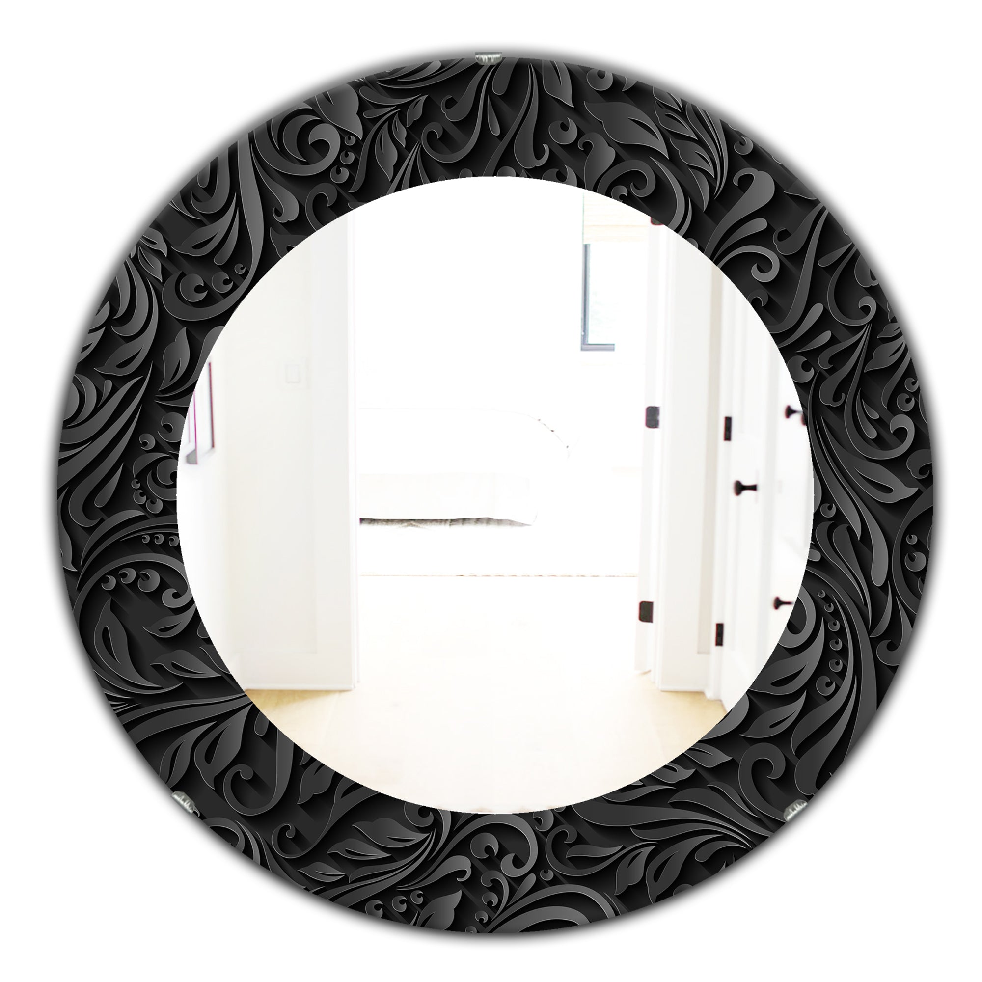 Designart 'Obsidian Impressions 10' Modern Mirror - Oval or Round Wall Mirror