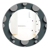 Designart 'Circles Abstract Technology' Mid-Century Mirror - Oval or Round Wall Mirror