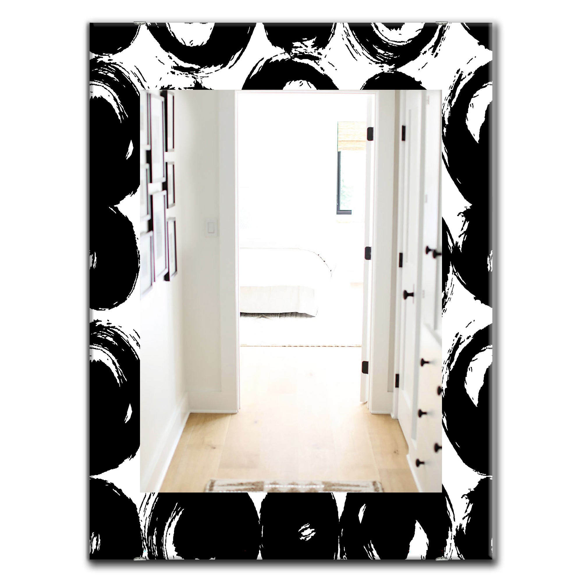Designart 'Black & White 7' Modern Mirror - Contemporary Oval or Round Wall Mirror