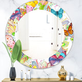 Designart 'Bohemian Butterflies' Bohemian & Eclectic Mirror - Oval or Round Wall Mirror