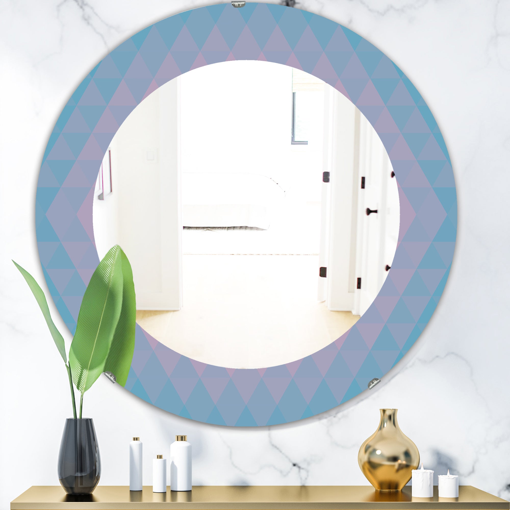 Designart 'Pastel Dreams 7' Mid-Century Mirror - Oval or Round Wall Mirror