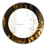Designart 'Marbled Yellow 9' Glam Wall Mirror - Oval or Round Wall Mirror