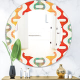 Designart 'Orange Yellow and Green Shapes' Mid-Century Mirror - Oval or Round Wall Mirror