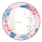 Designart 'Pink Blossom 59' Traditional Mirror - Oval or Round Wall Mirror