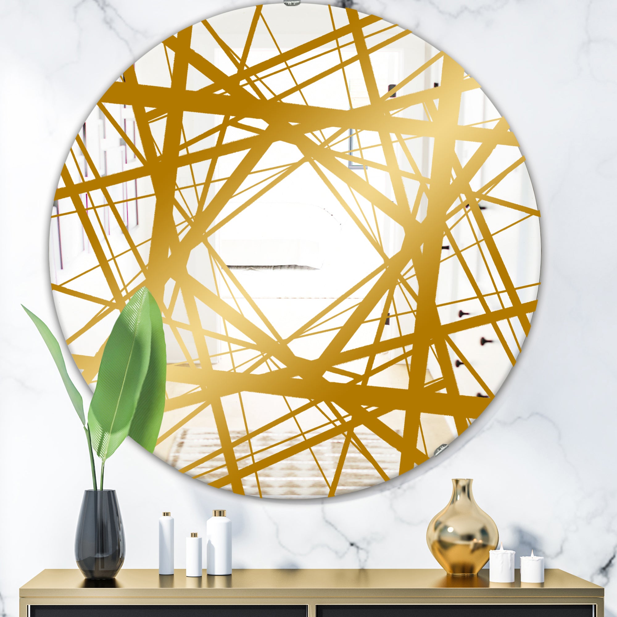 Designart 'Capital Gold Essential 26' Glam Mirror - Round Wall Mirror