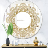 Designart 'Brown Mandala' Glam Mirror - Oval or Round Accent or Vanity Mirror