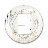 Designart 'Marbled Diamond 1' Mid-Century Mirror - Oval or Round Vanity Mirror