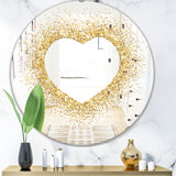 Designart 'Golden Glitter Heart' Glam Mirror - Oval or Round Accent or Vanity Mirror