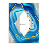 Designart 'Marbled Blue 1' Glam Mirror - Oval or Round Vanity Mirror