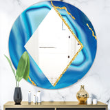 Designart 'Marbled Blue 1' Glam Mirror - Oval or Round Vanity Mirror