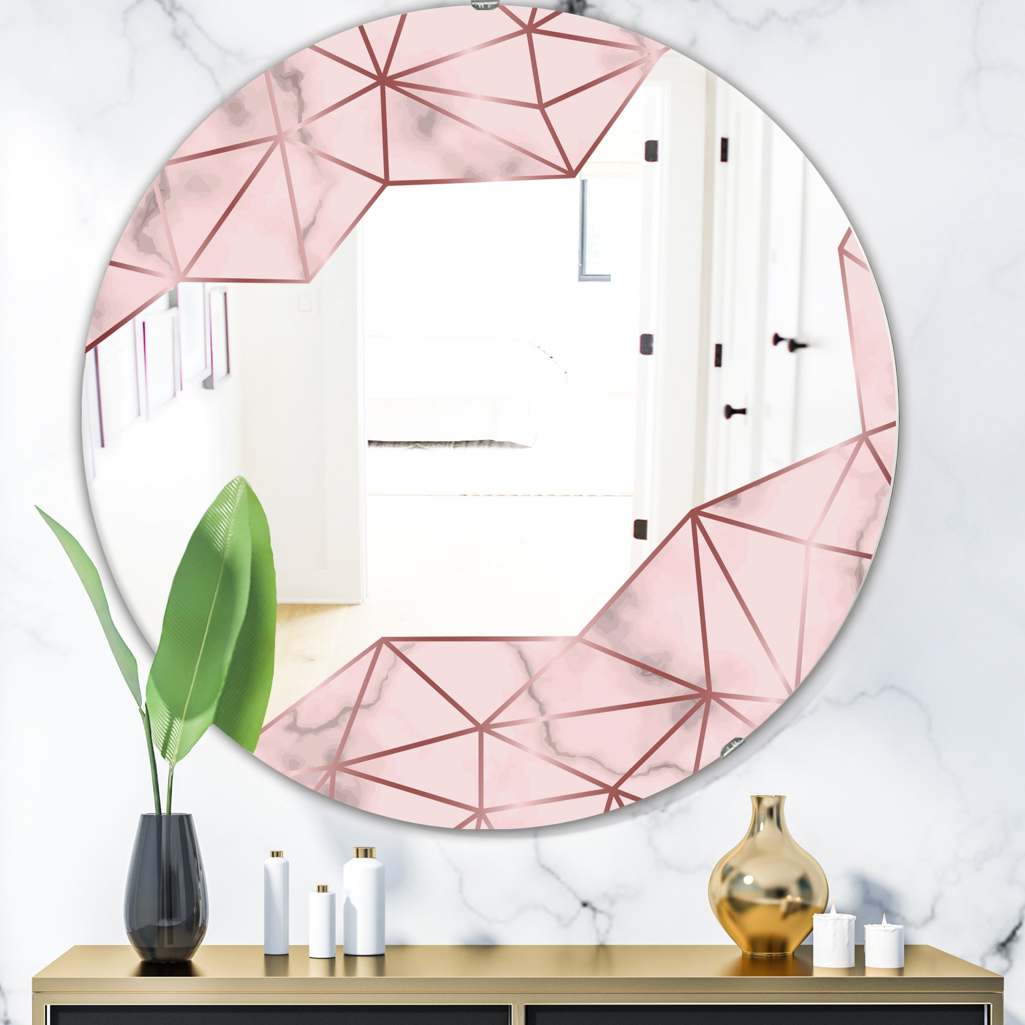 Designart 'Capital Gold Sleek 12' Glam Mirror - Oval or Round Wall Mirror