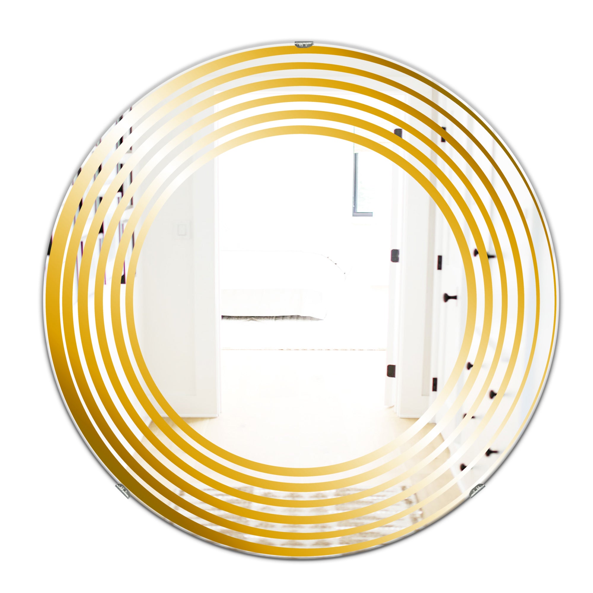 Designart 'Yellow Circles' Glam Mirror - Oval or Round Accent or Vanity Mirror
