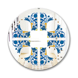 Designart 'Blue Tiles' Bohemian and Eclectic Mirror - Oval or Round Wall Mirror