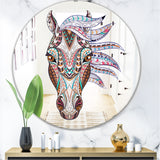 Designart 'Colorful Mosaic Horse' Farmhouse Mirror - Oval or Round Wall Mirror