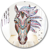 Designart 'Colorful Mosaic Horse' Farmhouse Mirror - Oval or Round Wall Mirror