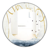 Designart 'Gold Abstract Geometric Shape' Modern Mirror - Oval or Round Wall Mirror
