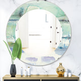 Designart 'Blue Abstract Panel I' Modern Mirror - Oval or Round Wall Mirror