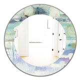Designart 'Blue Abstract Panel II' Modern Mirror - Oval or Round Wall Mirror