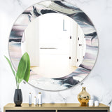Designart 'Grey Marbling V' Modern Mirror - Oval or Round Wall Mirror