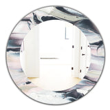 Designart 'Grey Marbling V' Modern Mirror - Oval or Round Wall Mirror