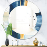 Designart 'Indigo Panel IV' Modern Mirror - Oval or Round Wall Mirror