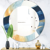 Designart 'Indigo Panel I' Modern Mirror - Oval or Round Wall Mirror
