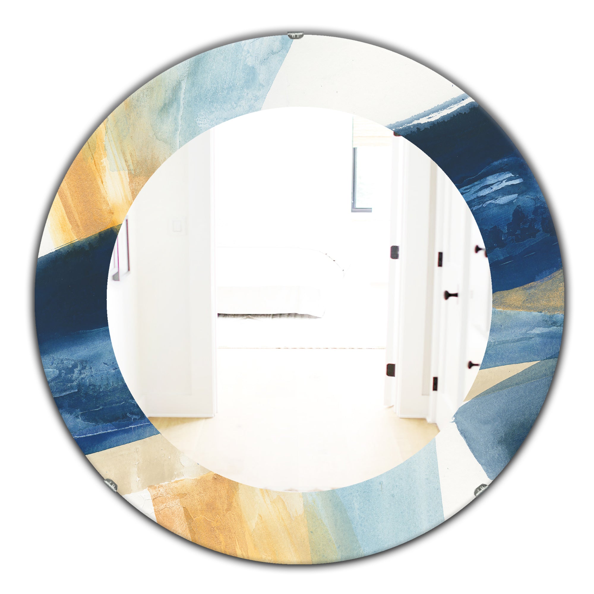 Designart 'Indigo Panel I' Modern Mirror - Oval or Round Wall Mirror