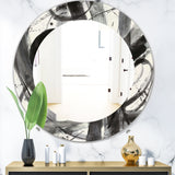 Designart 'Black and White Minimalistic Painting' Modern Mirror - Oval or Round Wall Mirror