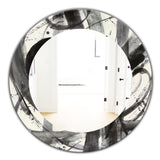 Designart 'Black and White Minimalistic Painting' Modern Mirror - Oval or Round Wall Mirror