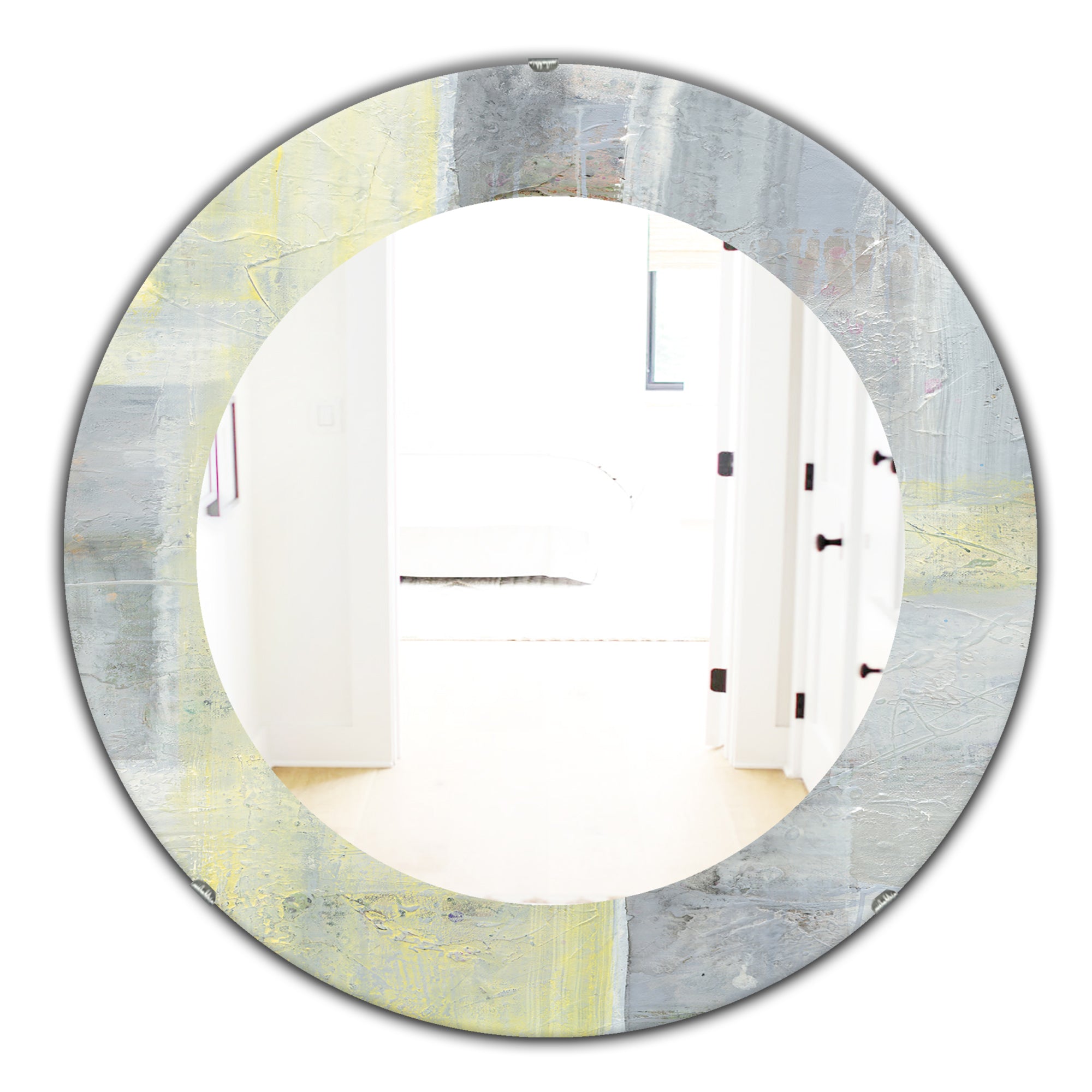 Designart 'Patchwork Abstract II' Modern Mirror - Oval or Round Wall Mirror