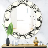 Designart 'Minimalist Black and White II' Mid-Century Mirror - Oval or Round Wall Mirror