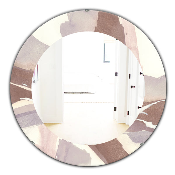 Mirror Roun Sample Designart 'White and Placid I Blush' Traditional Mirror - Oval or Roun ...