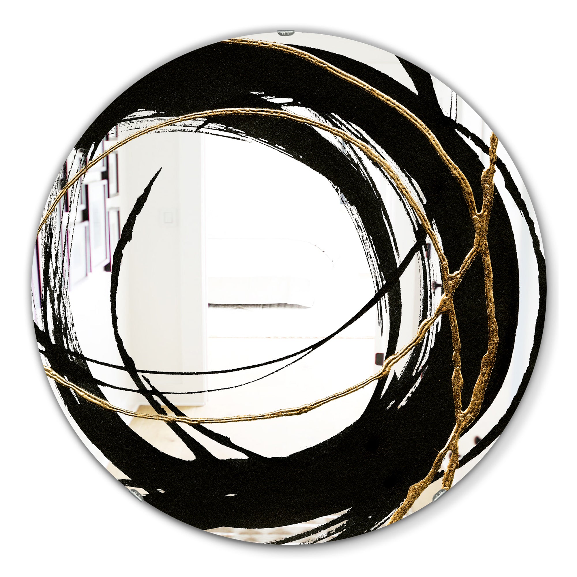 Designart 'Black & White 10' Glam Mirror - Oval or Round Wall Mirror