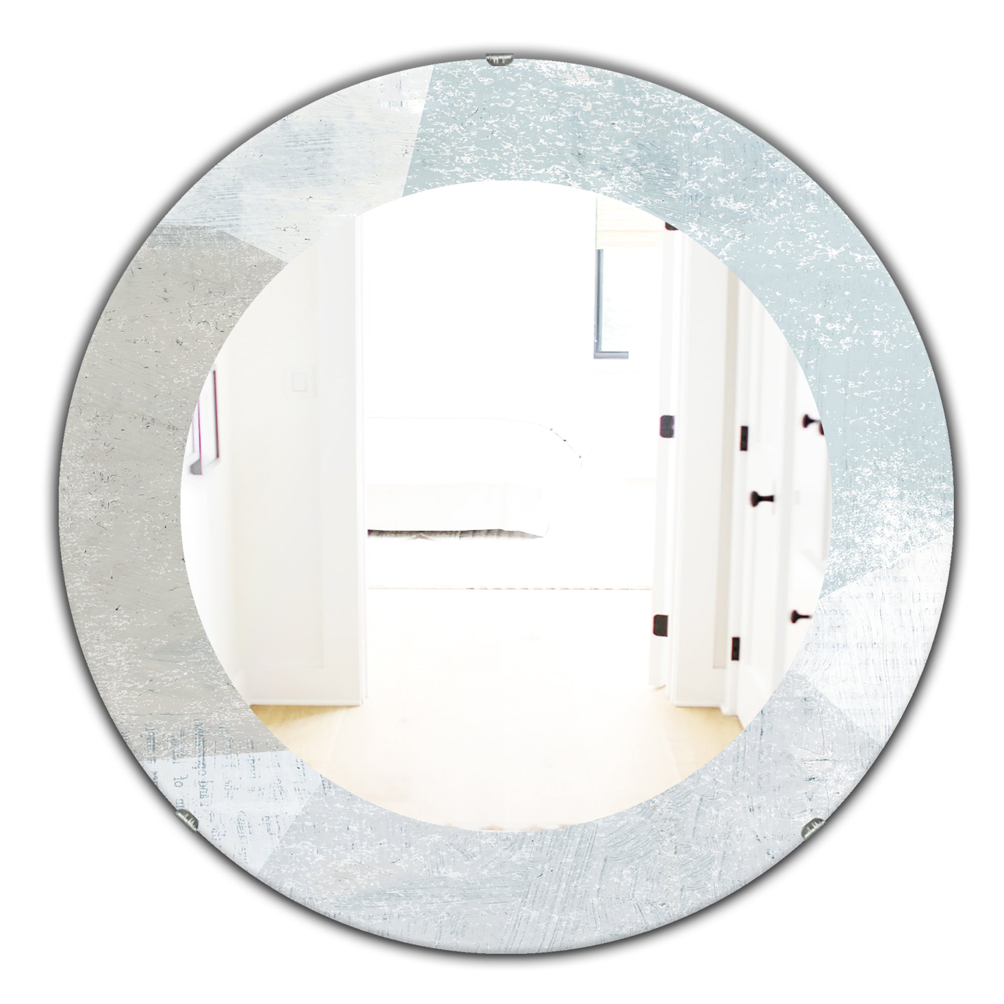 Designart 'Grey and White Collage I' Modern Mirror - Oval or Round Wall Mirror