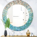 Designart 'Blocked Abstract' Traditional Mirror - Oval or Round Wall Mirror