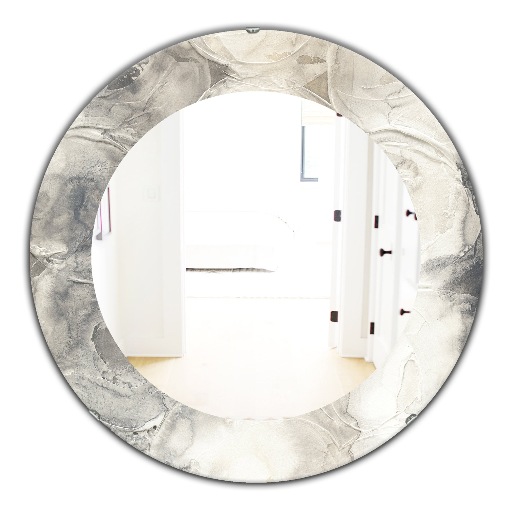 Designart 'Gray Circles I' Modern Mirror - Oval or Round Wall Mirror