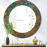 Designart 'Blue and Bronze Dots On Glass IV' Traditional Mirror - Oval or Round Wall Mirror