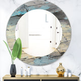 Designart 'Rock Teal Panel II' Modern Mirror - Oval or Round Wall Mirror