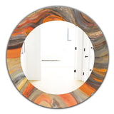 Designart 'Abstract Gilded Orange Waves' Modern Mirror - Oval or Round Wall Mirror