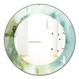 Designart 'Abstract Watercolor Green House' Traditional Mirror - Oval or Round Wall Mirror